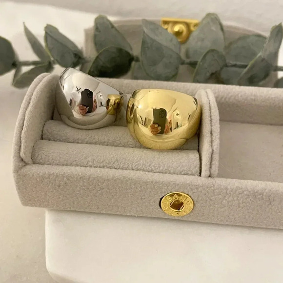 925 Sterling Silver Chunky Ring Thick Dome Ring Silver Statement Ring Bold Ring - Picture 5 of 7